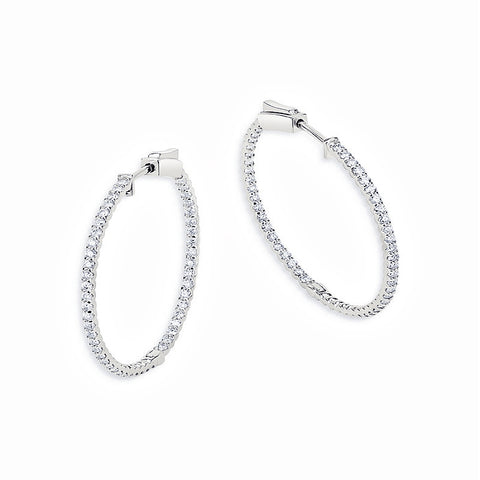 14K Yellow Gold In-Out Diamond Hoop Earrings