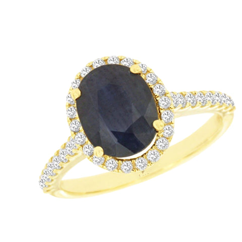 14K Yellow Gold Sapphire and Diamond Ring