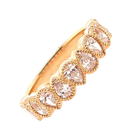 14K Yellow Gold Pear Shaped Diamond Band