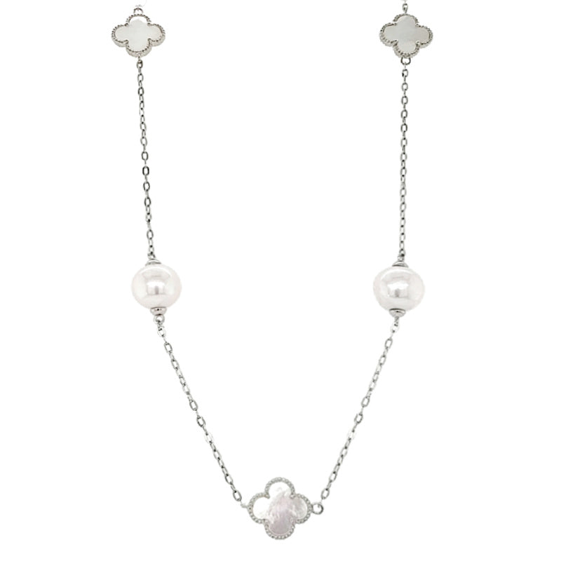 Sterling Silver Freshwater Pearl and Mother of Pearl Necklace