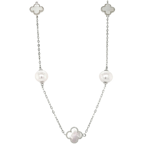 Sterling Silver Freshwater Pearl and Mother of Pearl Necklace