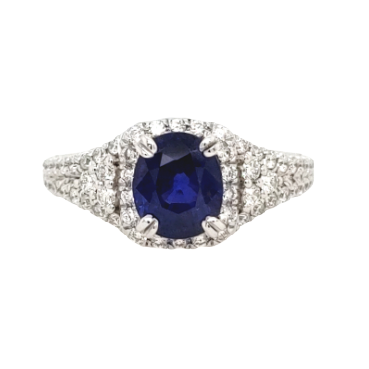 14K White Gold Sapphire and Diamond Ring
