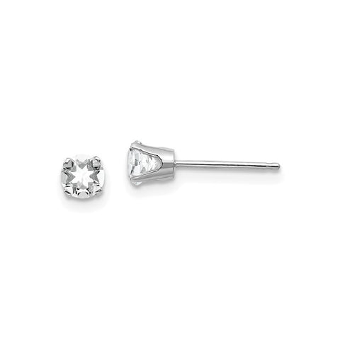 14K White Gold White Topaz Birthstone Stud Earrings
