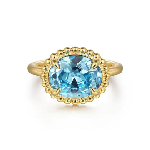 14K Yellow Gold Blue Topaz Ring