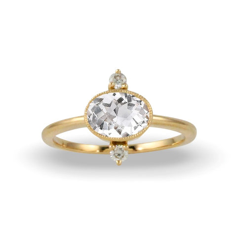 18K Yellow Gold Cubic Zirconia and Diamond Ring