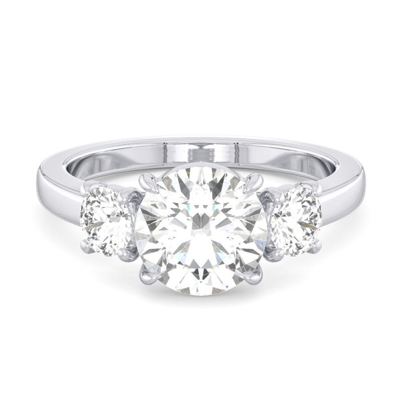 14K White Gold Three Stone Mounting Only