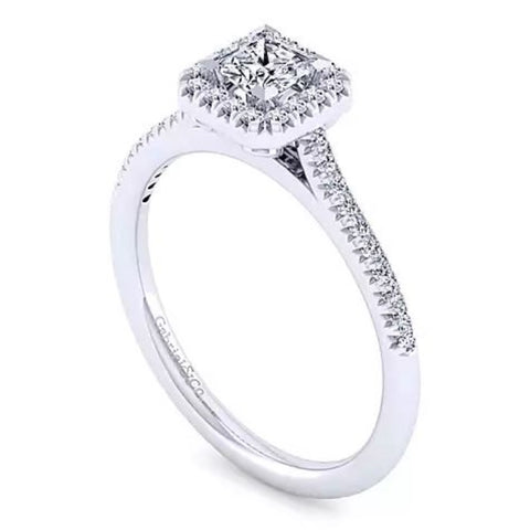 14K White Gold Princess Cut Diamond Engagement Ring