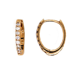 14K Yellow Gold Diamond Huggie Hoop Earrings