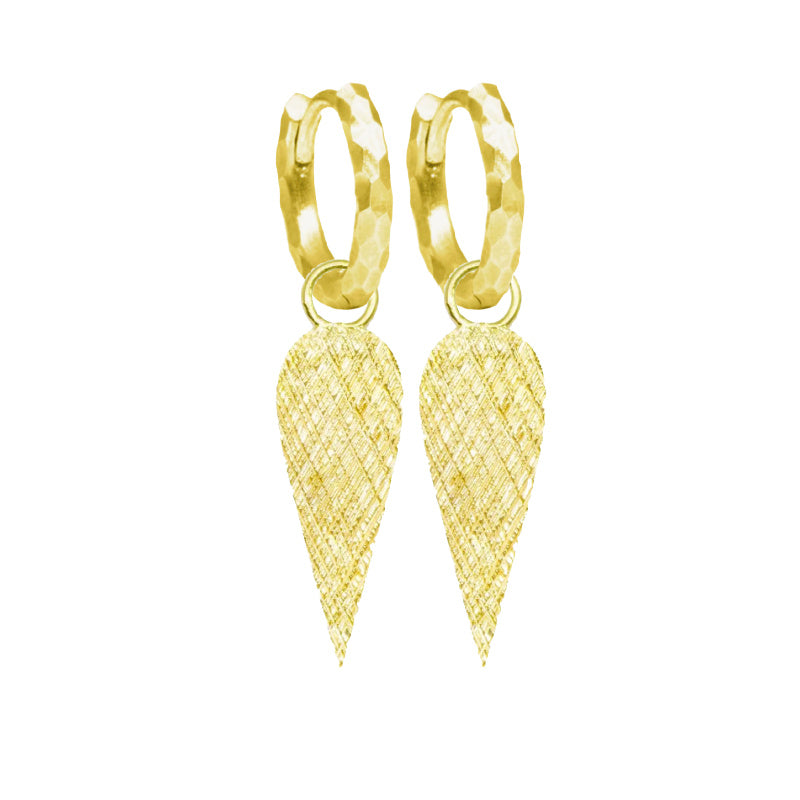 18K Yellow Gold Angel Wing Earring Charms