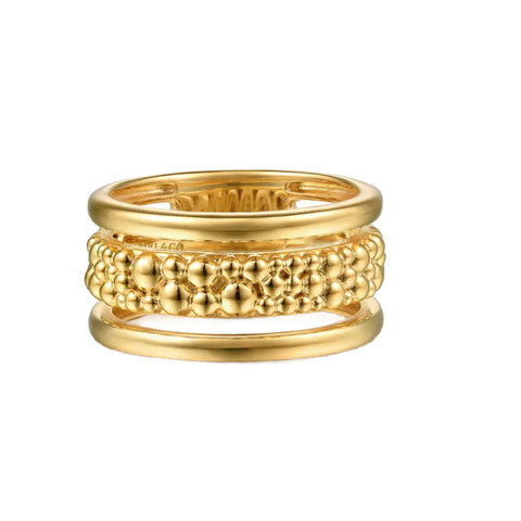 14K Yellow Gold Wide Textured Band