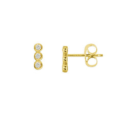 Single 14K Yellow Gold Diamond Bar Earring