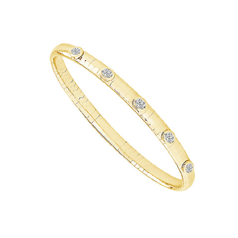 14K Yellow Gold Diamond Flexible Bangle Bracelet