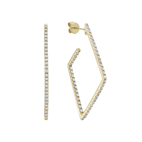 14K Yellow Gold Diamond In-Out Hoop Earrings