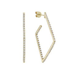 14K Yellow Gold Diamond In-Out Hoop Earrings