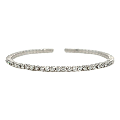14K White Gold Diamond Flexible Cuff Bracelet