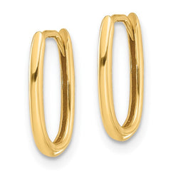14K Yellow Gold Oval Huggie Hoop Earrings