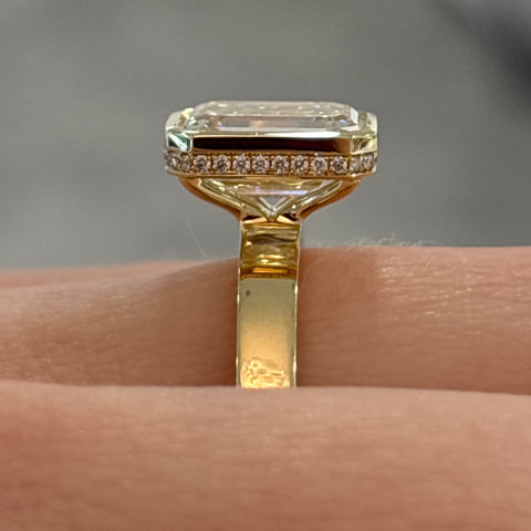 14K Yellow Gold Lab Grown Emerald Cut Diamond Engagement Ring