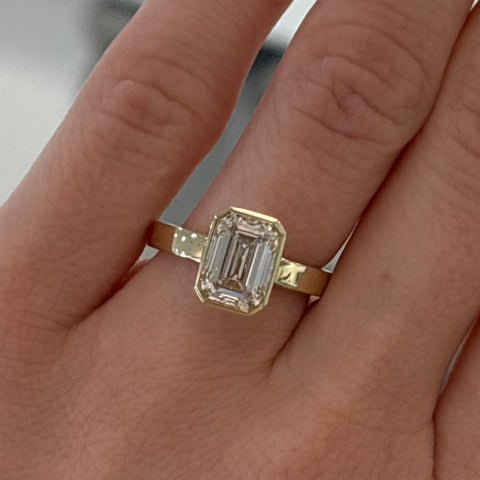 14K Yellow Gold Lab Grown Emerald Cut Diamond Engagement Ring