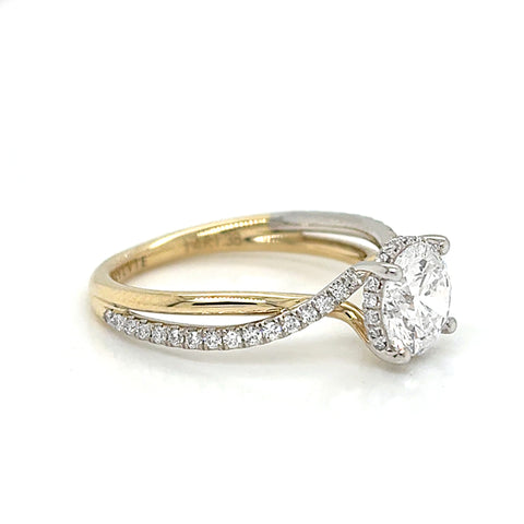 14K Yellow and White Gold Lab Grown Diamond Engagement Ring
