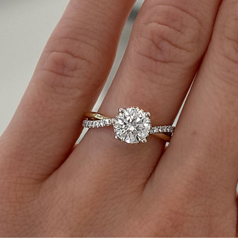 14K Yellow and White Gold Lab Grown Diamond Engagement Ring