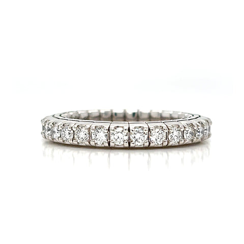 14K White Gold Expandable Diamond Band