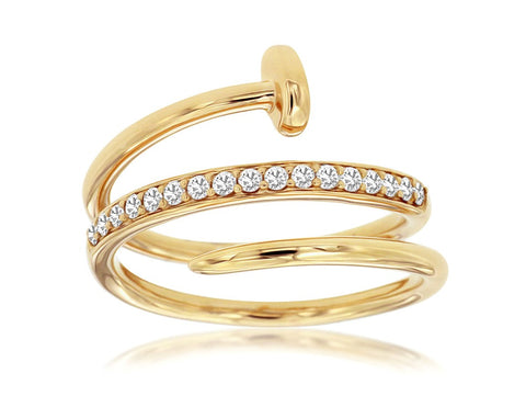 14K Yellow Gold Diamond Nail Ring