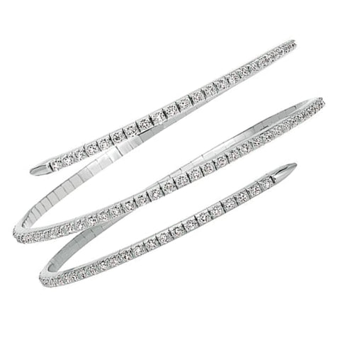 14K White Gold Diamond Flexible Wrap Bracelet