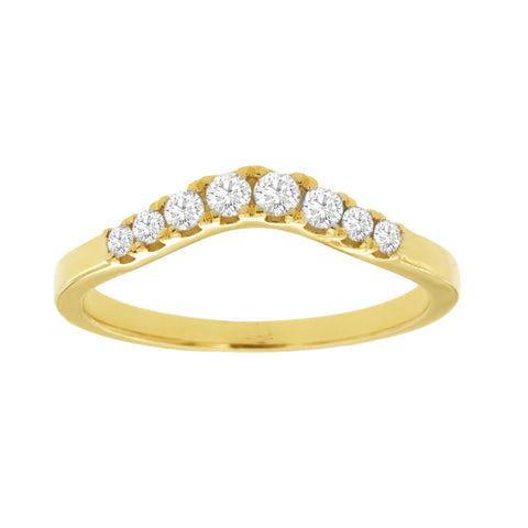 14K Yellow Gold Curved Diamond Band