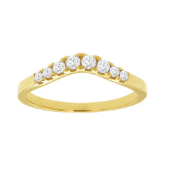 14K Yellow Gold Curved Diamond Band