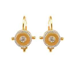14K Yellow Gold Diamond Leverback Earrings