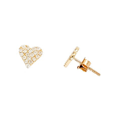 14K Yellow Gold Diamond Heart Shaped Cluster Earrings