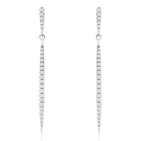 14K White Gold Diamond Drop Earrings