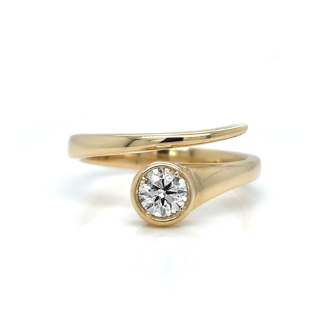 14K Yellow Gold Diamond Bypass Ring