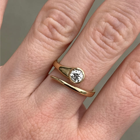 14K Yellow Gold Diamond Bypass Ring
