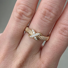 14K Yellow Gold Diamond Flexible Coil Ring