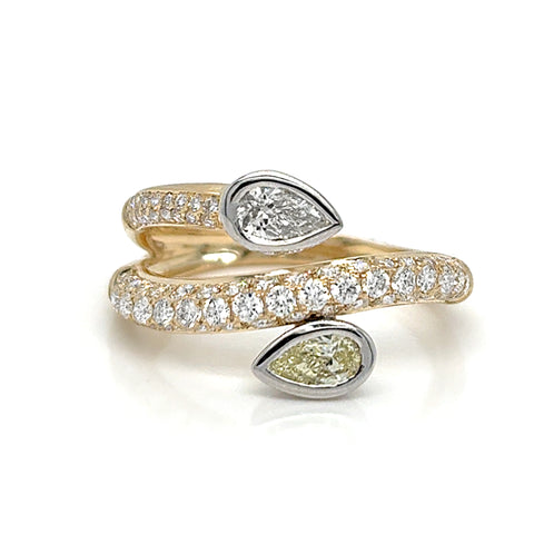 14K Yellow and White Gold Diamond Bypass Ring