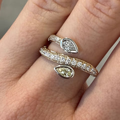 14K Yellow and White Gold Diamond Bypass Ring