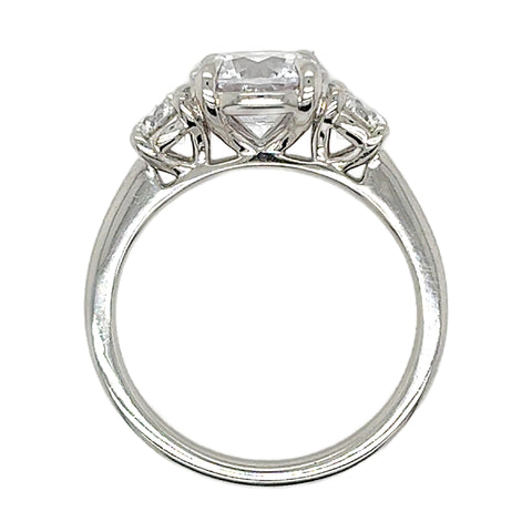 14K White Gold Three Stone Mounting Only