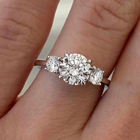 14K White Gold Three Stone Mounting Only