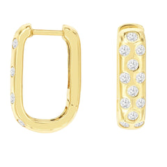 14K Yellow Gold Diamond Hinged Hoop Earrings