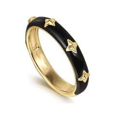 14K Yellow Gold and Black Enamel Band