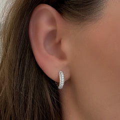 14K White Gold Diamond Huggie Earrings