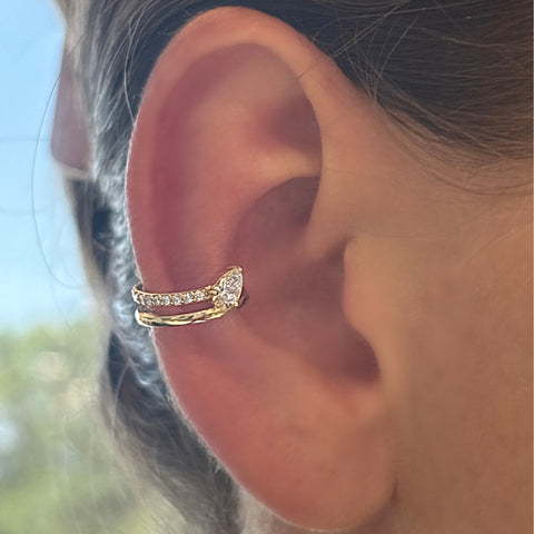 14K Yellow Gold Diamond Ear Cuff