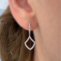 14K White Gold Diamond Dangle Earrings