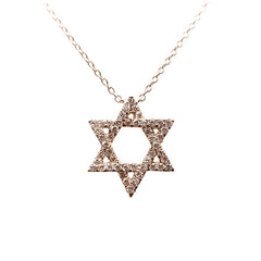 14K Yellow Gold Diamond Star of David Necklace