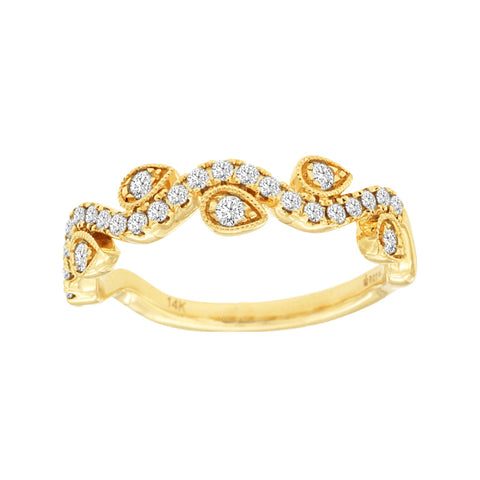 14K Yellow Gold Diamond Patterned Band