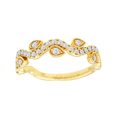 14K Yellow Gold Diamond Patterned Band