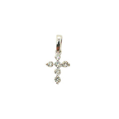 14K White Gold Mini Diamond Cross