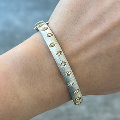 Sterling Silver and 14K Yellow Gold Diamond Bangle Bracelet