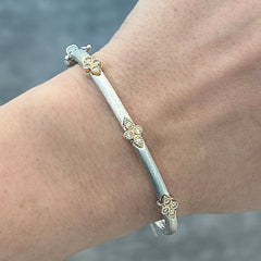 Sterling Silver and 14K Yellow Gold Diamond Bangle Bracelet